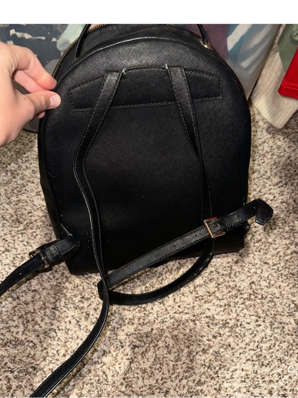 Michael Kors Black Leather Backpack with Gold Hardware - Picture 3 of 3